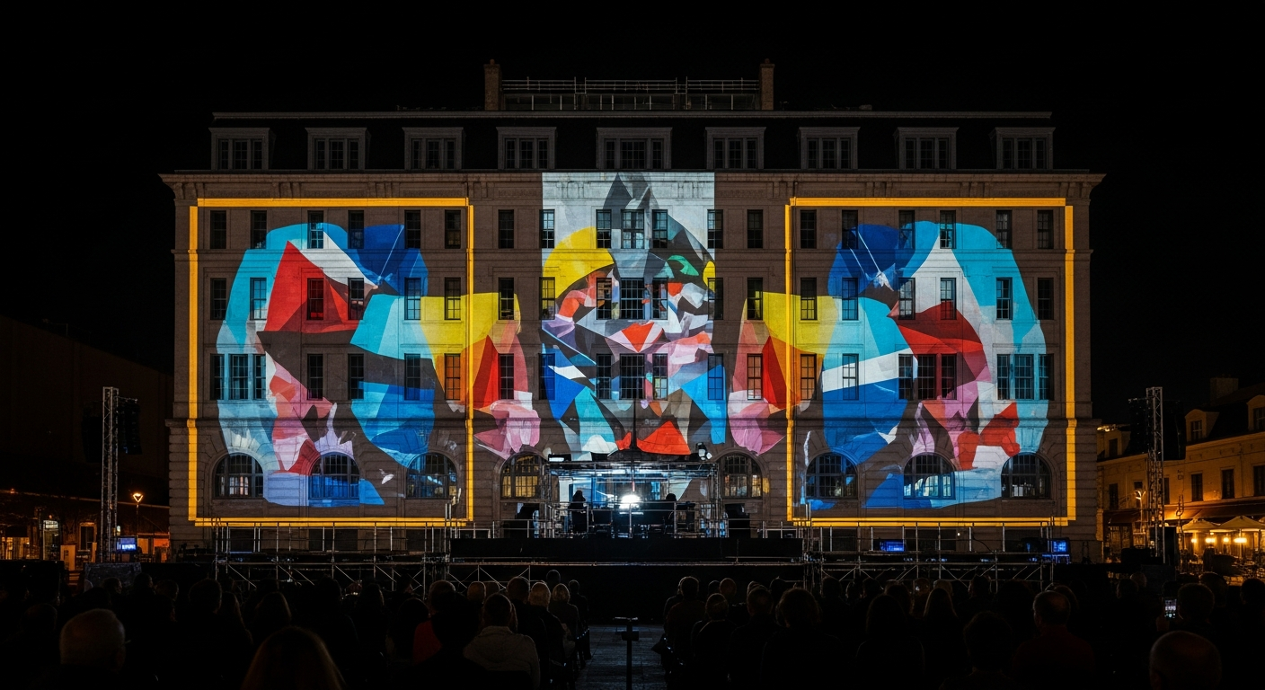Projection mapping sur architecture monumentale